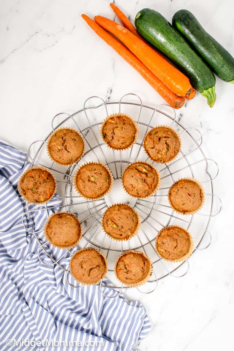 overhead photo of Zucchini Carrot Muffins