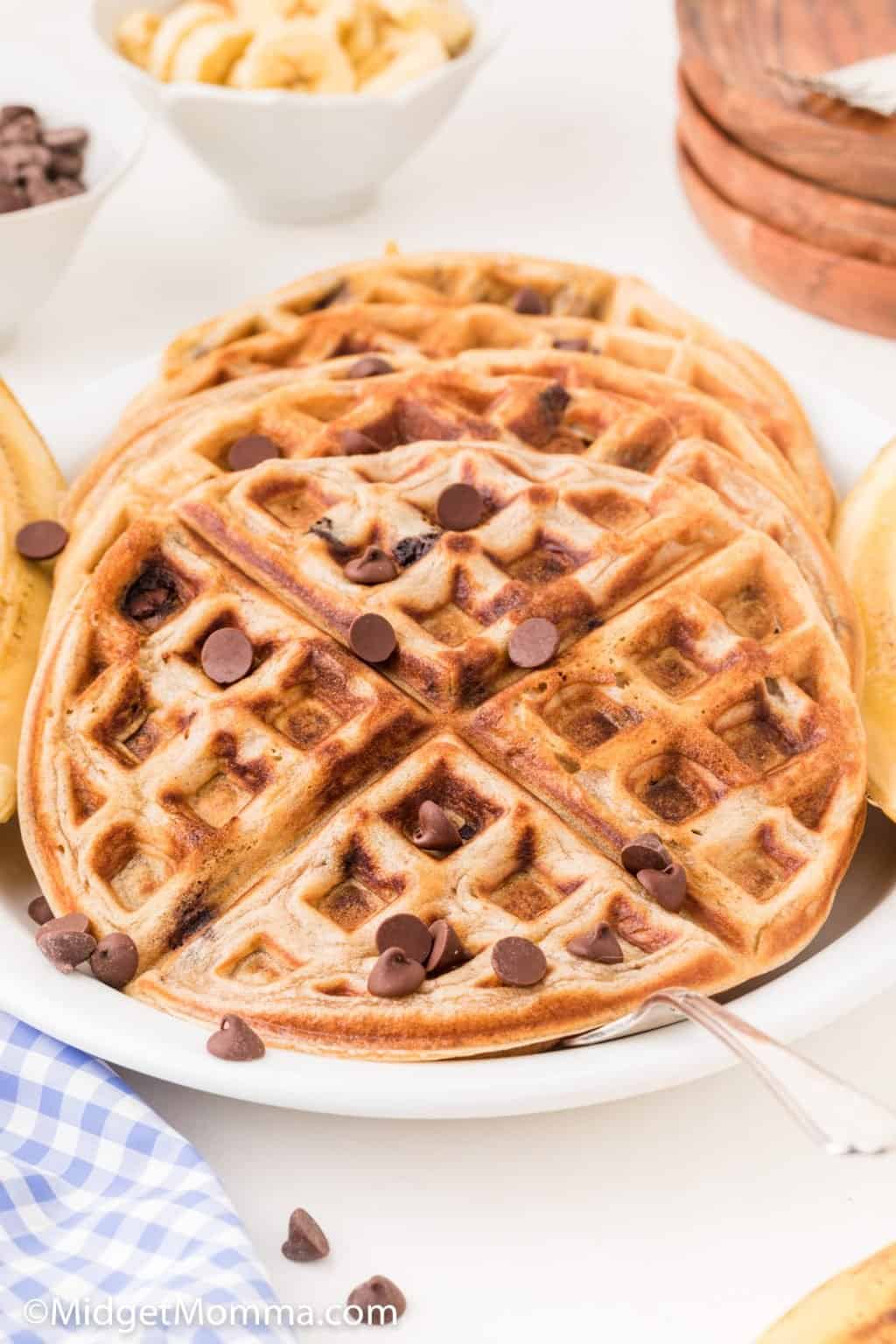 Banana Chocolate Chip Waffles • MidgetMomma