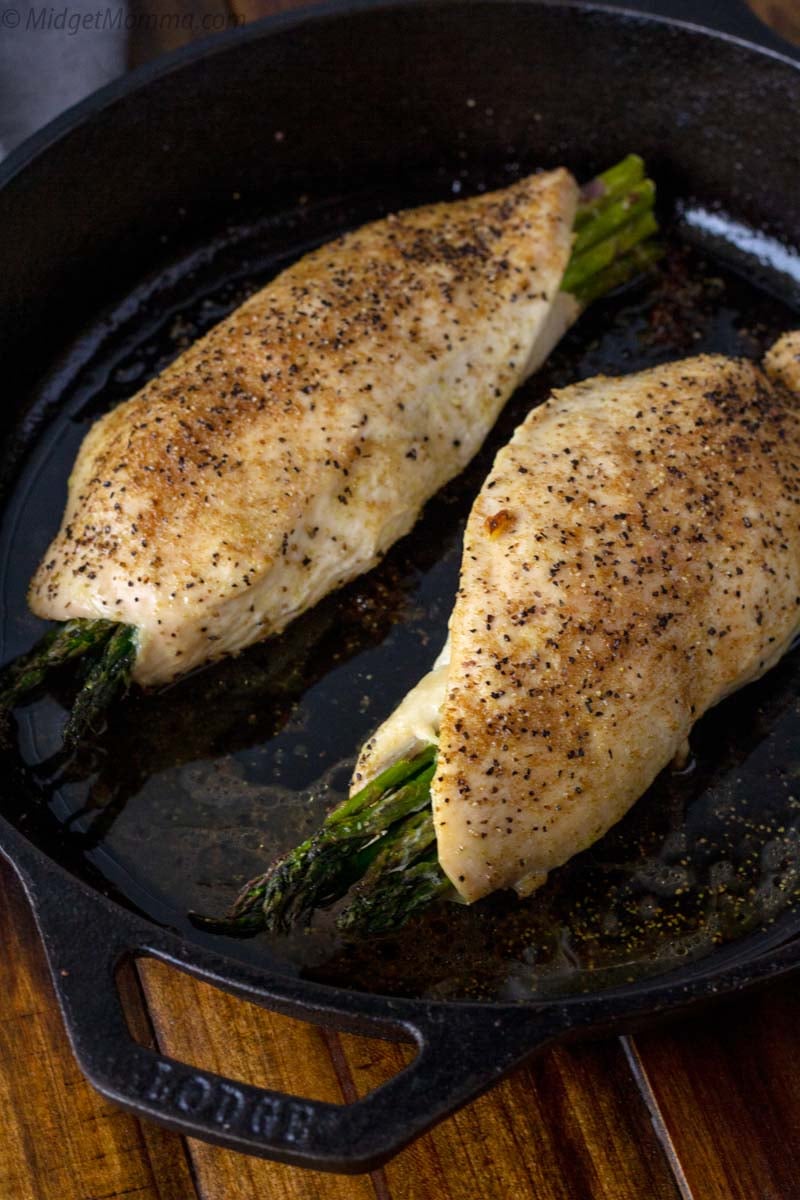 Asparagus stuffed chicken breasts