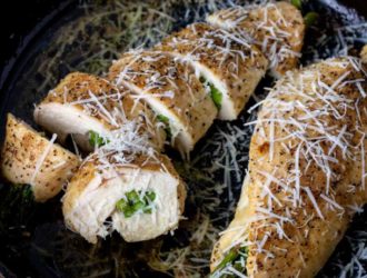 Asparagus stuffed chicken breasts