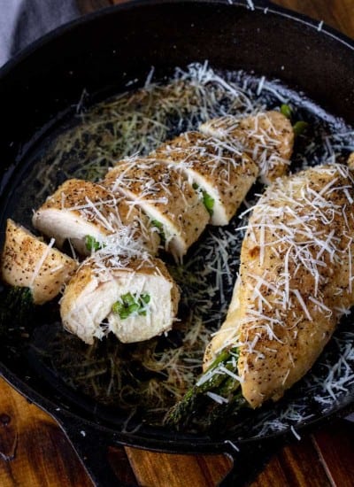 Asparagus stuffed chicken breasts