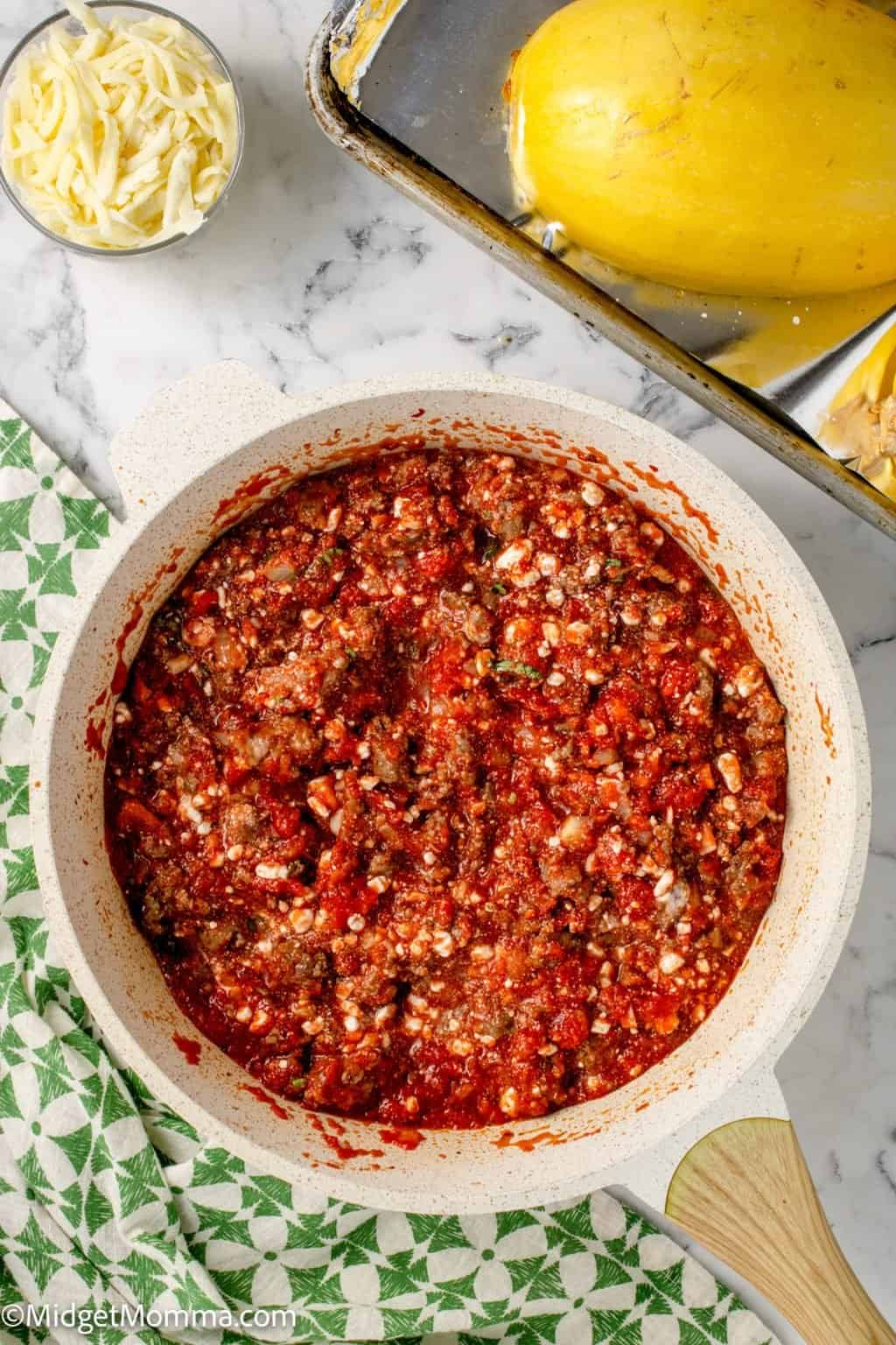 Baked Spaghetti Squash Lasagna with Meat • MidgetMomma