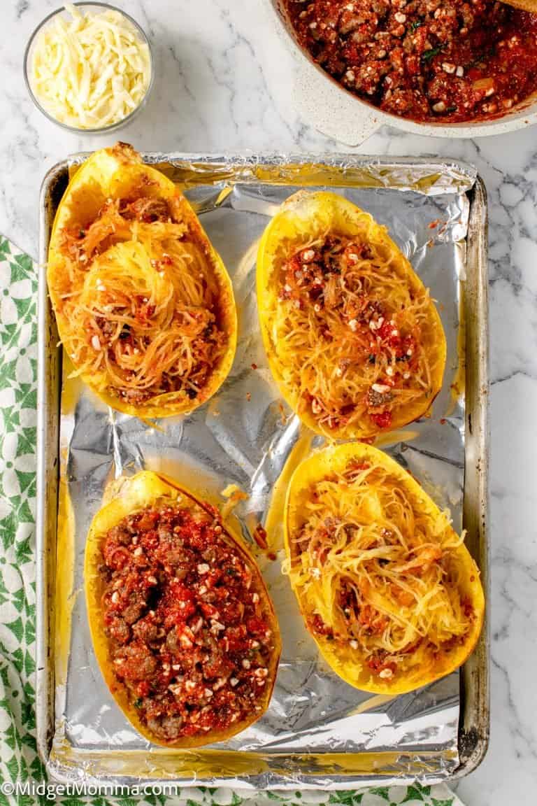 Baked Spaghetti Squash Lasagna with Meat • MidgetMomma