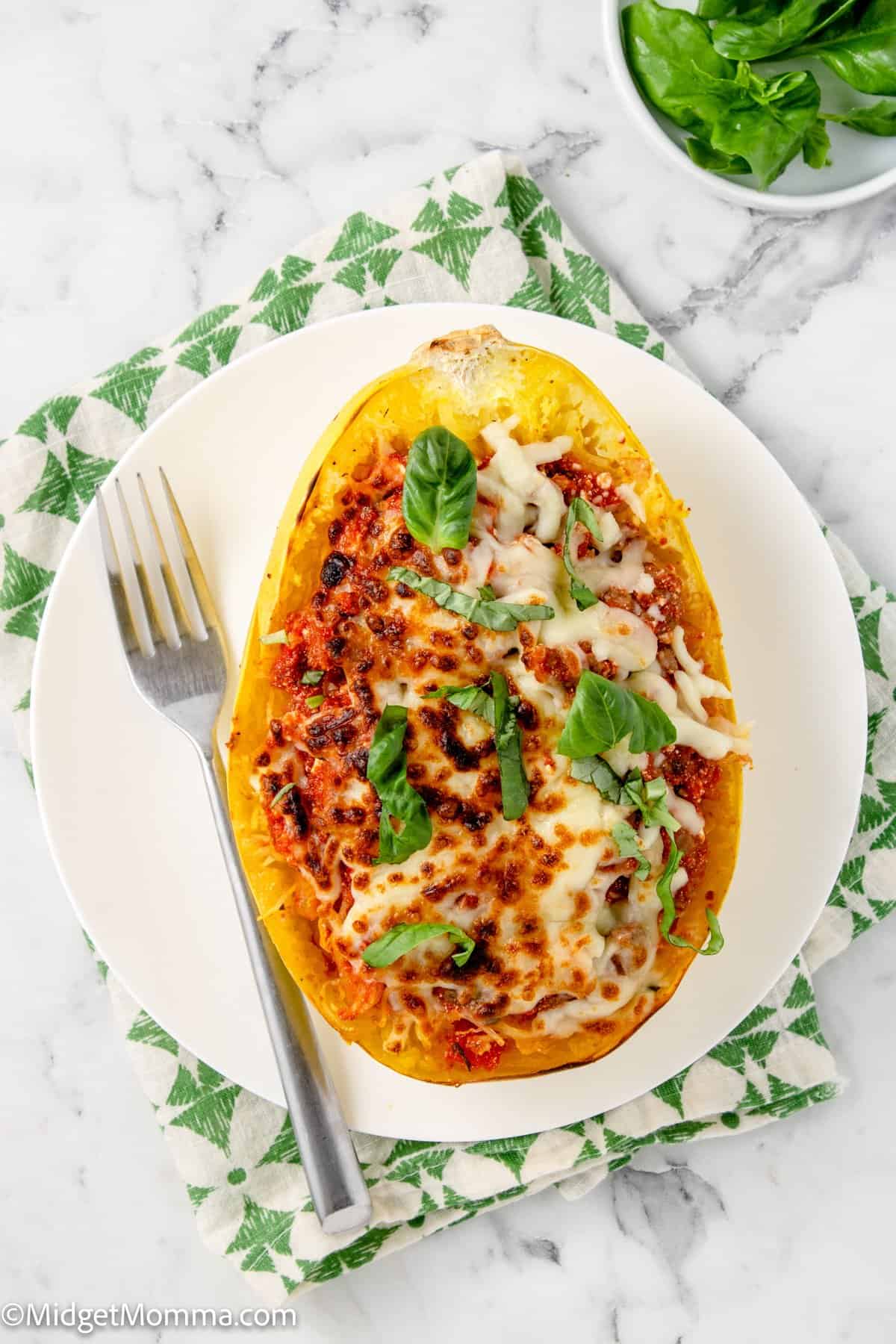 overhead photo of Baked Spaghetti Squash Lasagna