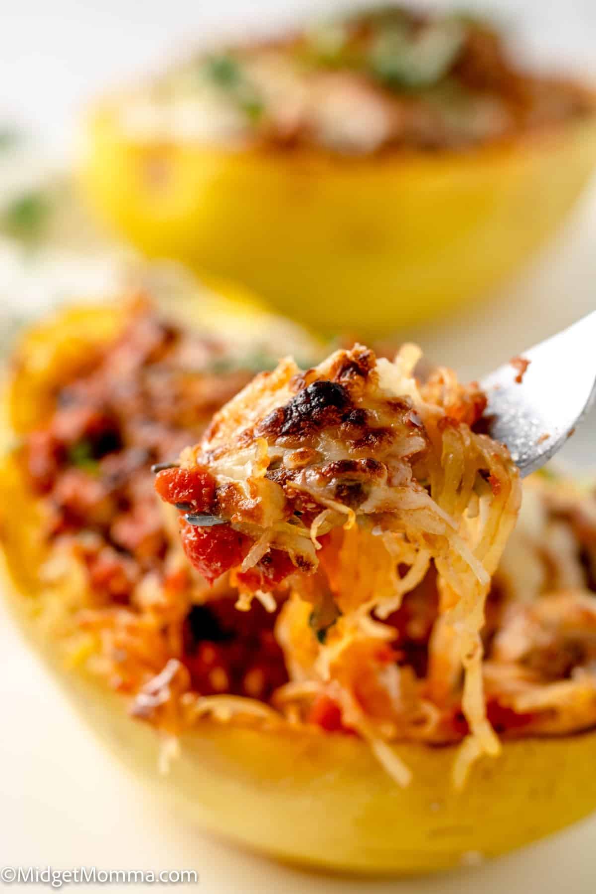 forkfull of spaghetti squash lasagna