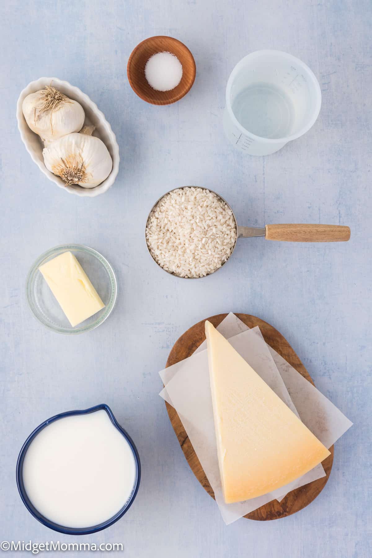 Creamy Garlic Parmesan Rice Ingredients