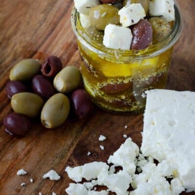 Greek Marinated Olives with Feta Cheese