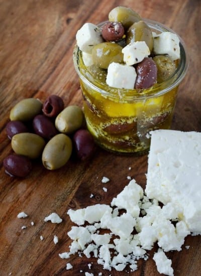 Greek Marinated Olives with Feta Cheese