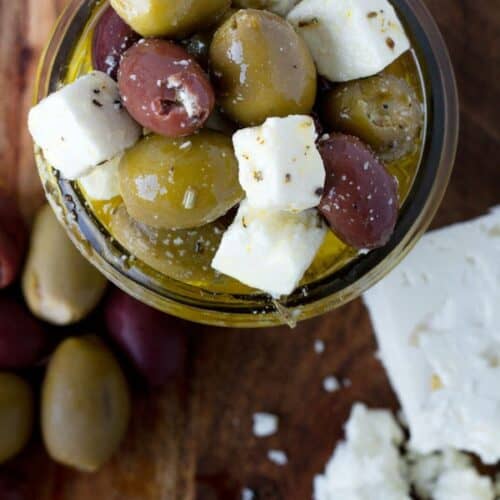 Greek Marinated Olives and Feta Cheese • MidgetMomma