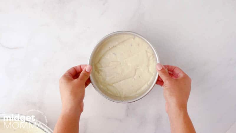 batter resting inside a baking dish