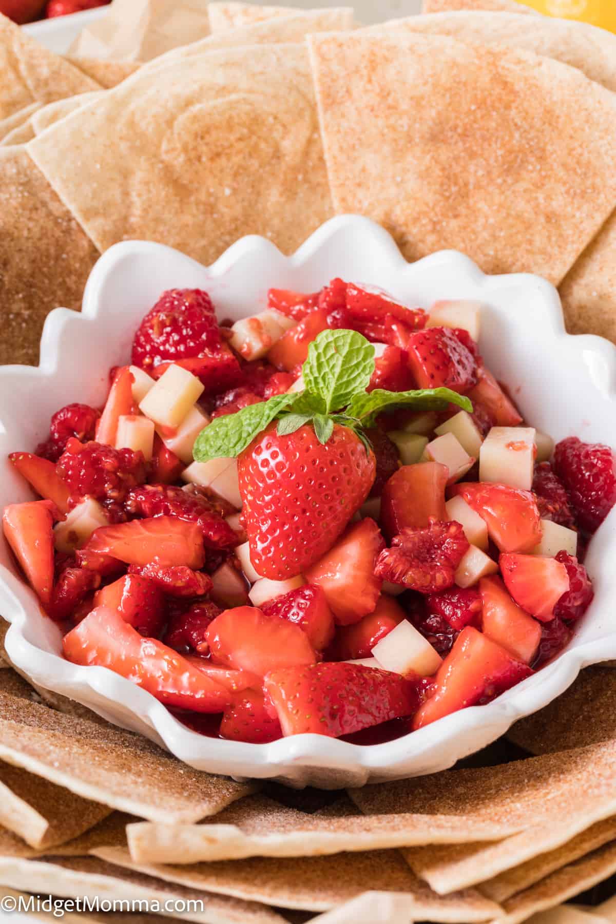 close up photo of fruit salsa in a bowl