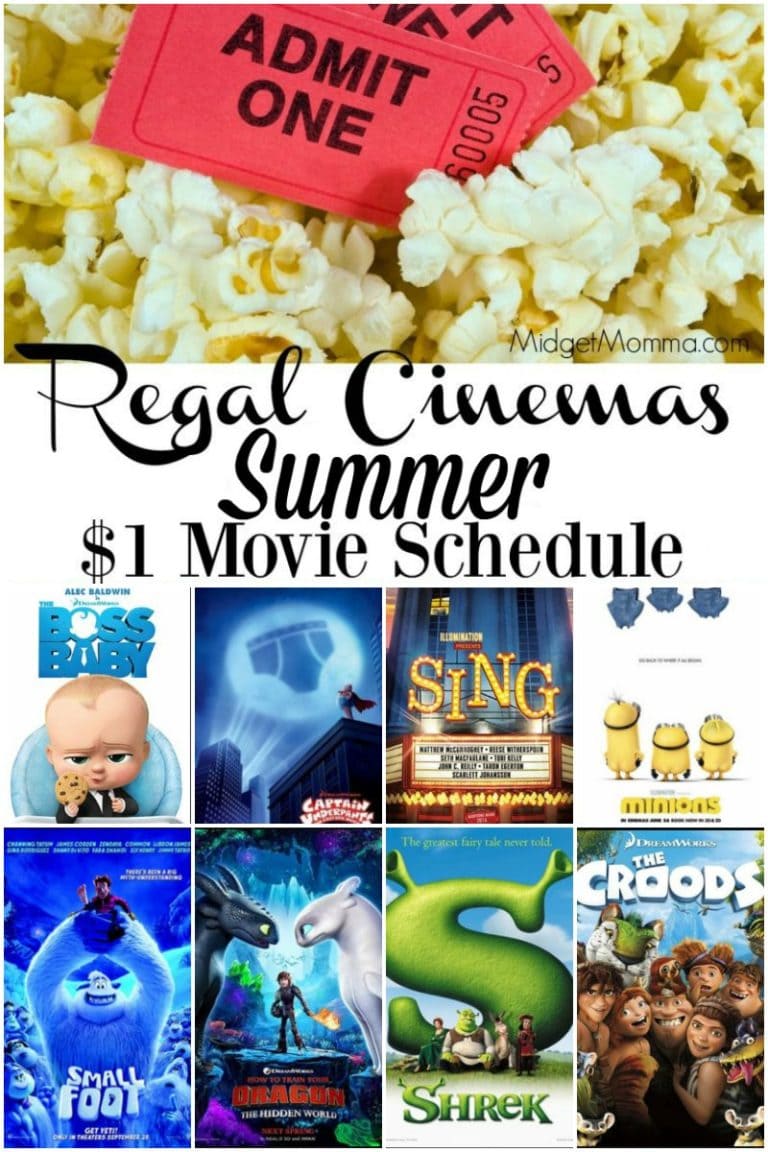 Regal Cinemas Summer Movies! Movies for just 1! FULL SCHEDULE!