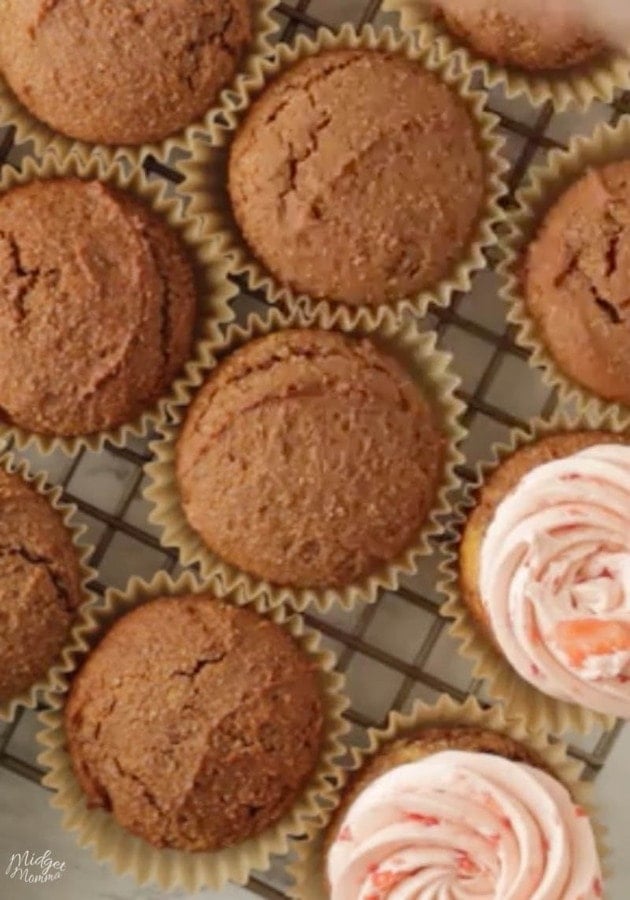 low carb chocolate cupcakes on a cooling rack