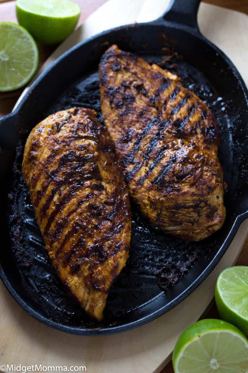 Grilled Chili lime chicken on a grill pan