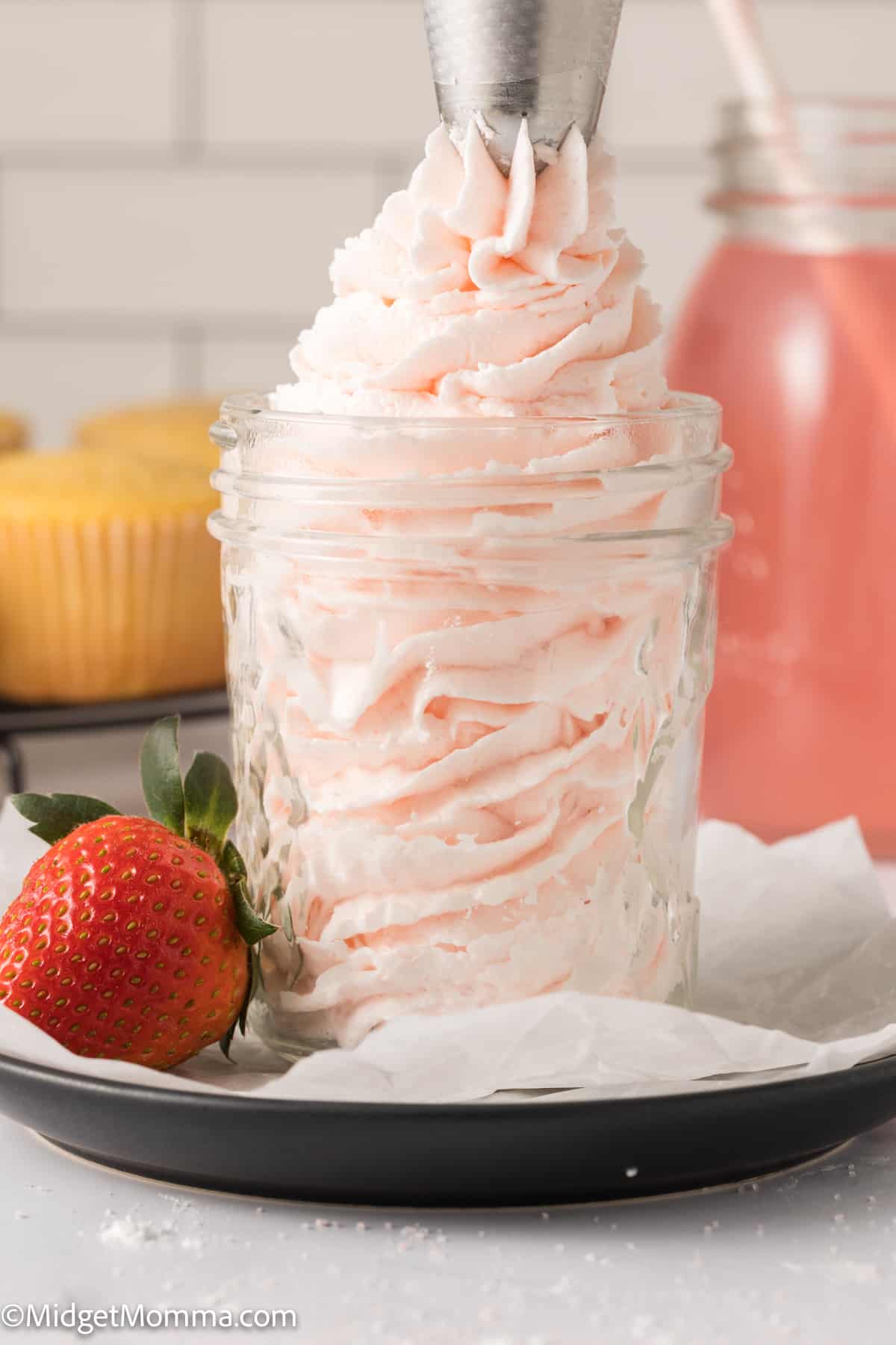 Pink Lemonade buttercream frosting Recipe in a jar