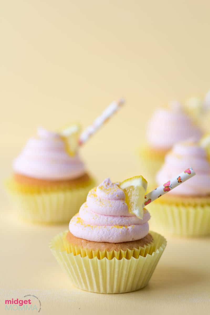 Strawberry Lemonade Cupcakes close up