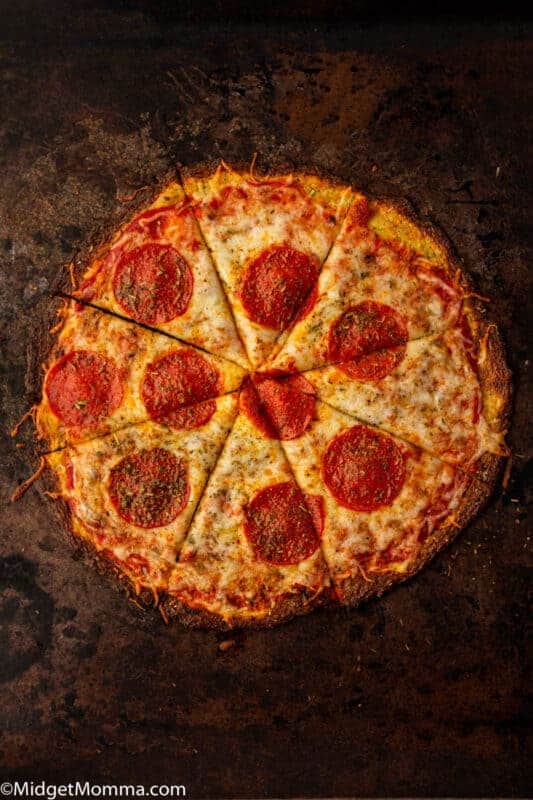 Easy Low Carb Cauliflower Pizza Crust • MidgetMomma