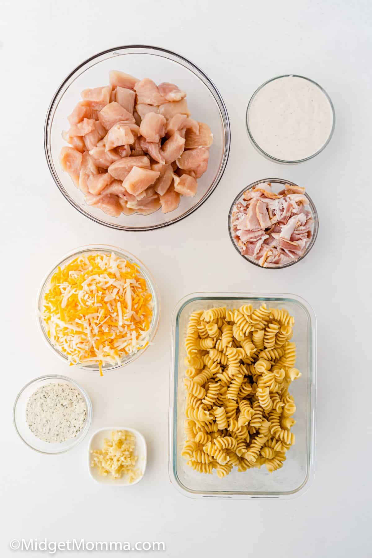 Chicken Bacon Ranch Pasta Casserole ingredients