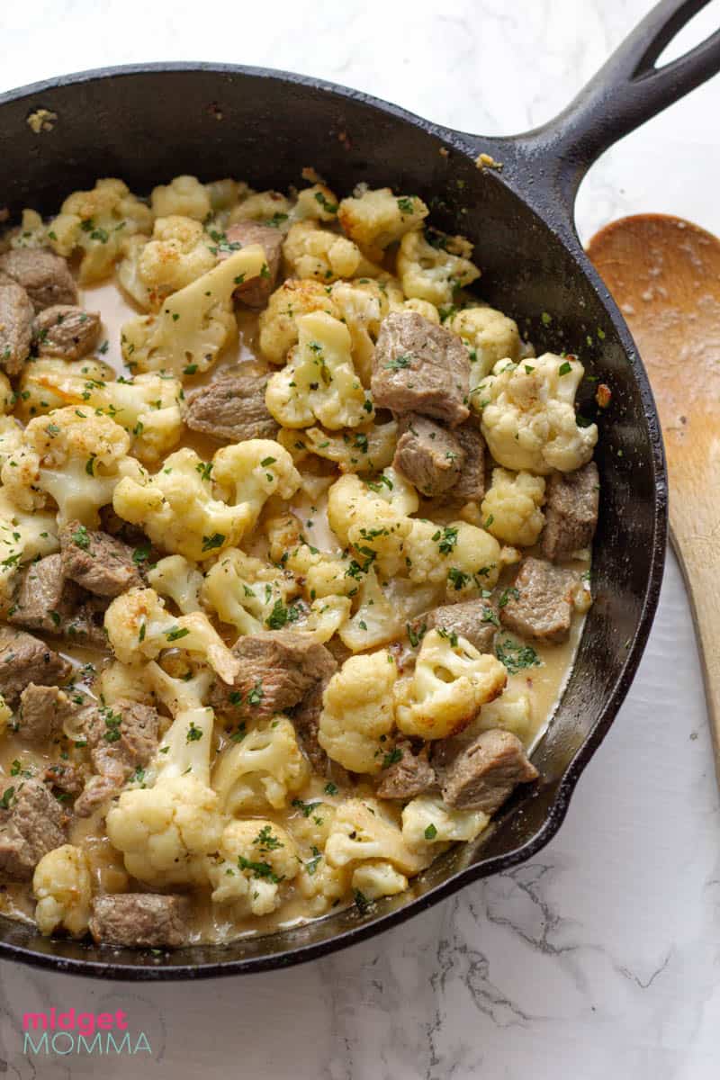 Creamy Steak Bites and Cauliflower Skillet Recipe