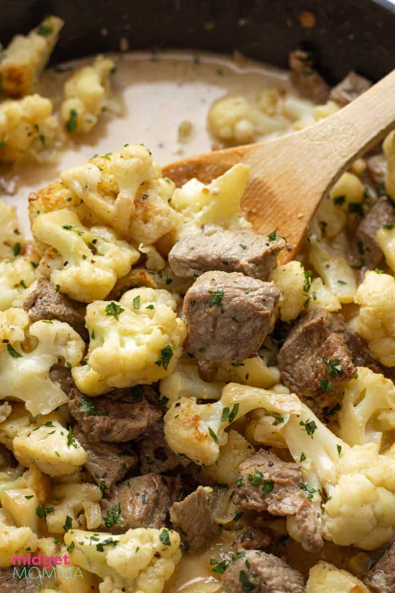 Creamy Steak Bites and Cauliflower Skillet Recipe