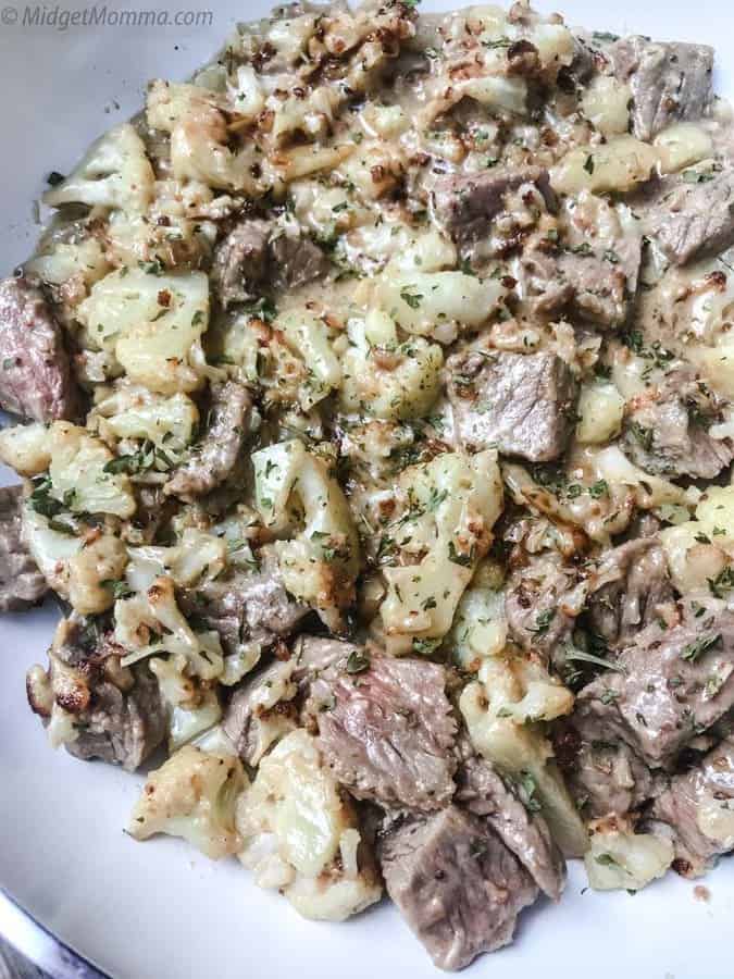 Creamy Steak Bites and cauliflower Skillet Recipe