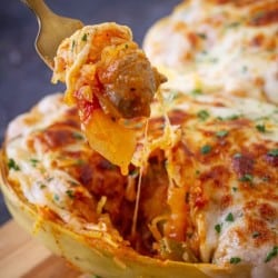 Sausage and Peppers stuffed Spaghetti Squash