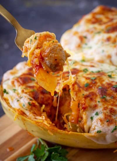 Sausage and Peppers stuffed Spaghetti Squash