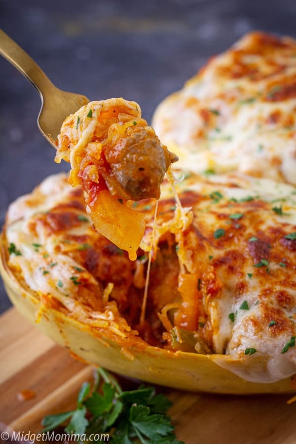 Sausage and Peppers stuffed Spaghetti Squash