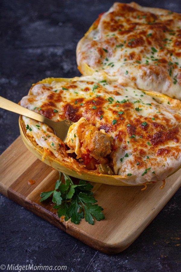 Sausage and Peppers stuffed Spaghetti Squash