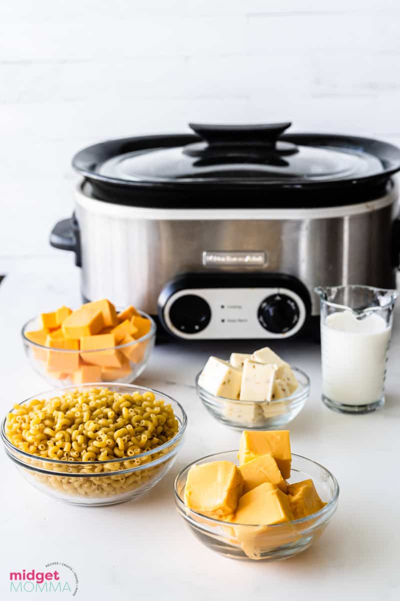 Slow Cooker Macaroni and Cheese ingredients