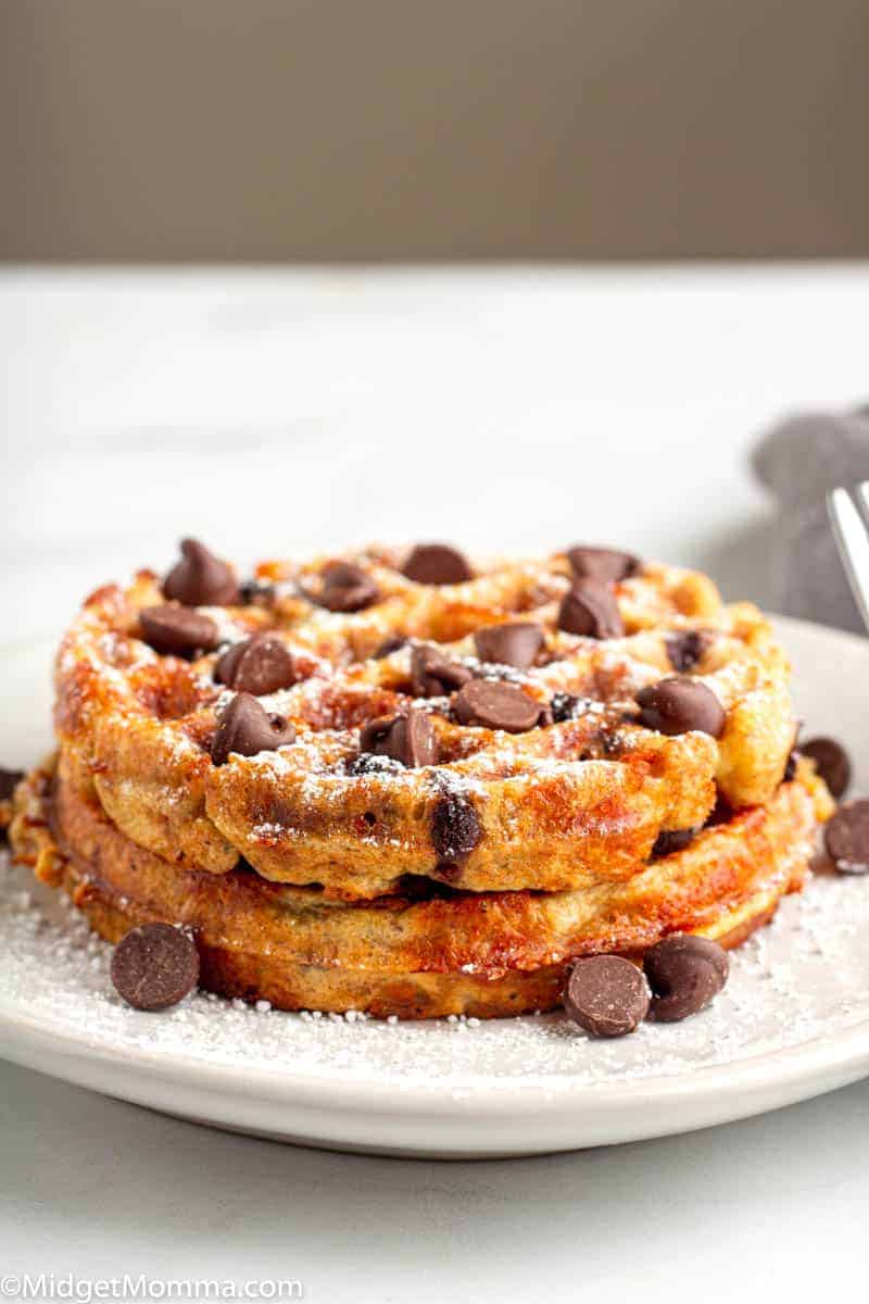 2 Chocolate Chip Chaffles on a plate