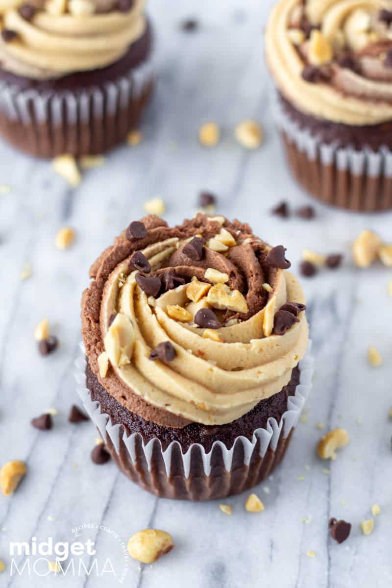 Chocolate Cupcakes with Chocolate Peanut Butter Buttercream Frosting-6