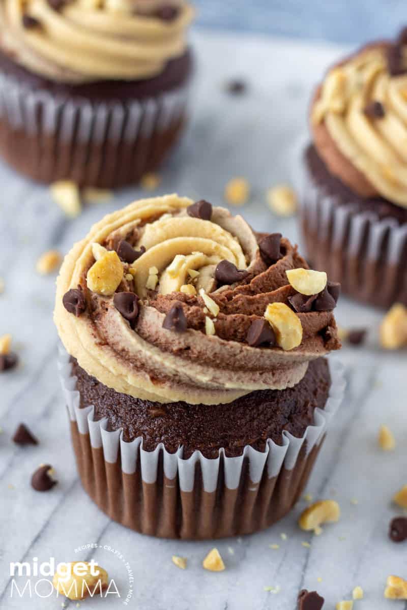 Chocolate Cupcakes with Chocolate Peanut Butter Buttercream 