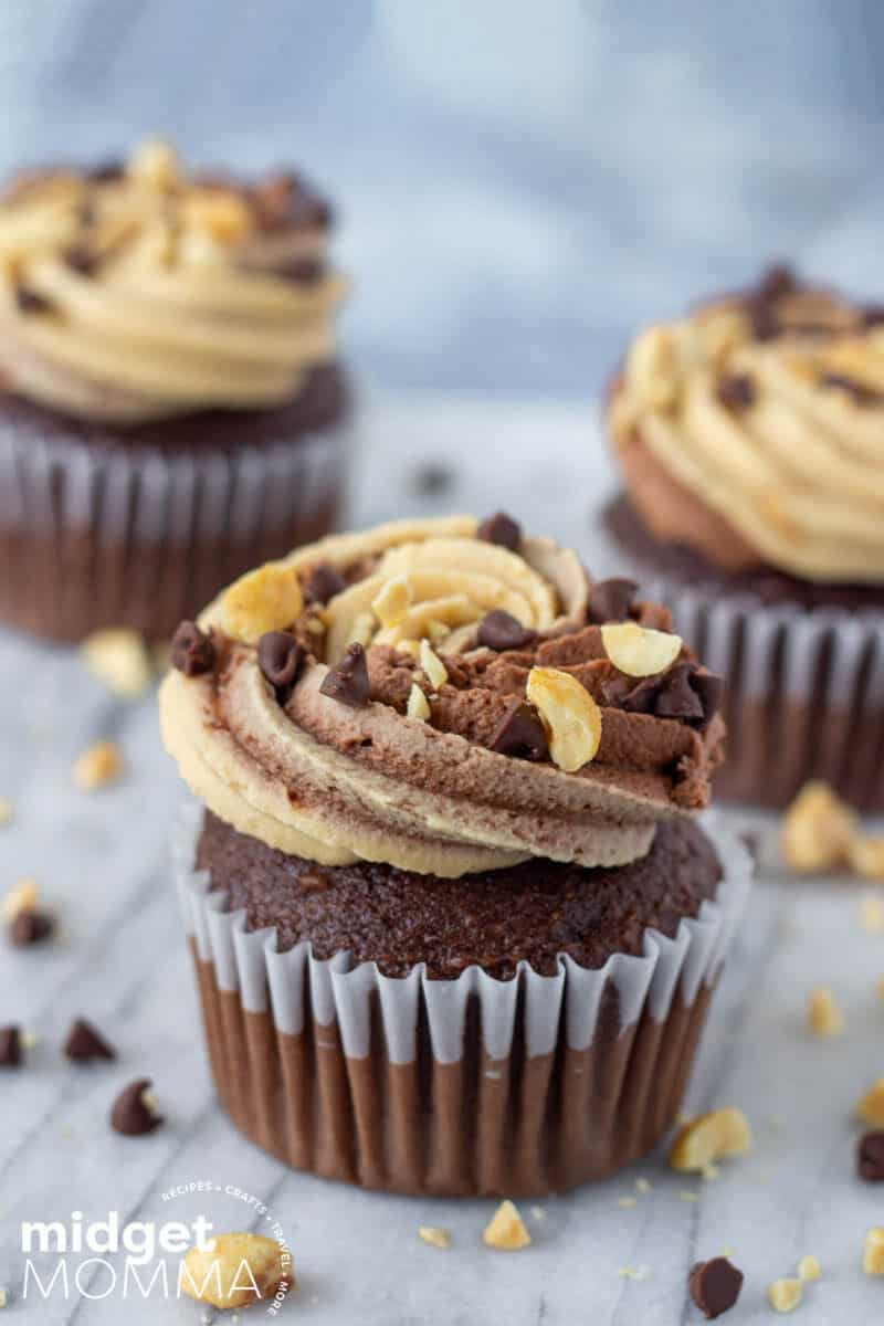 Chocolate Cupcakes with Chocolate Peanut Butter Buttercream Frosting