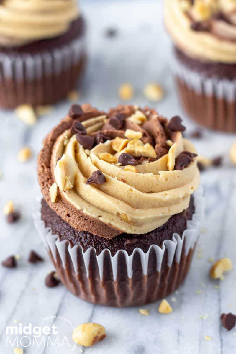 Chocolate Cupcakes with Chocolate Peanut Butter Buttercream 
