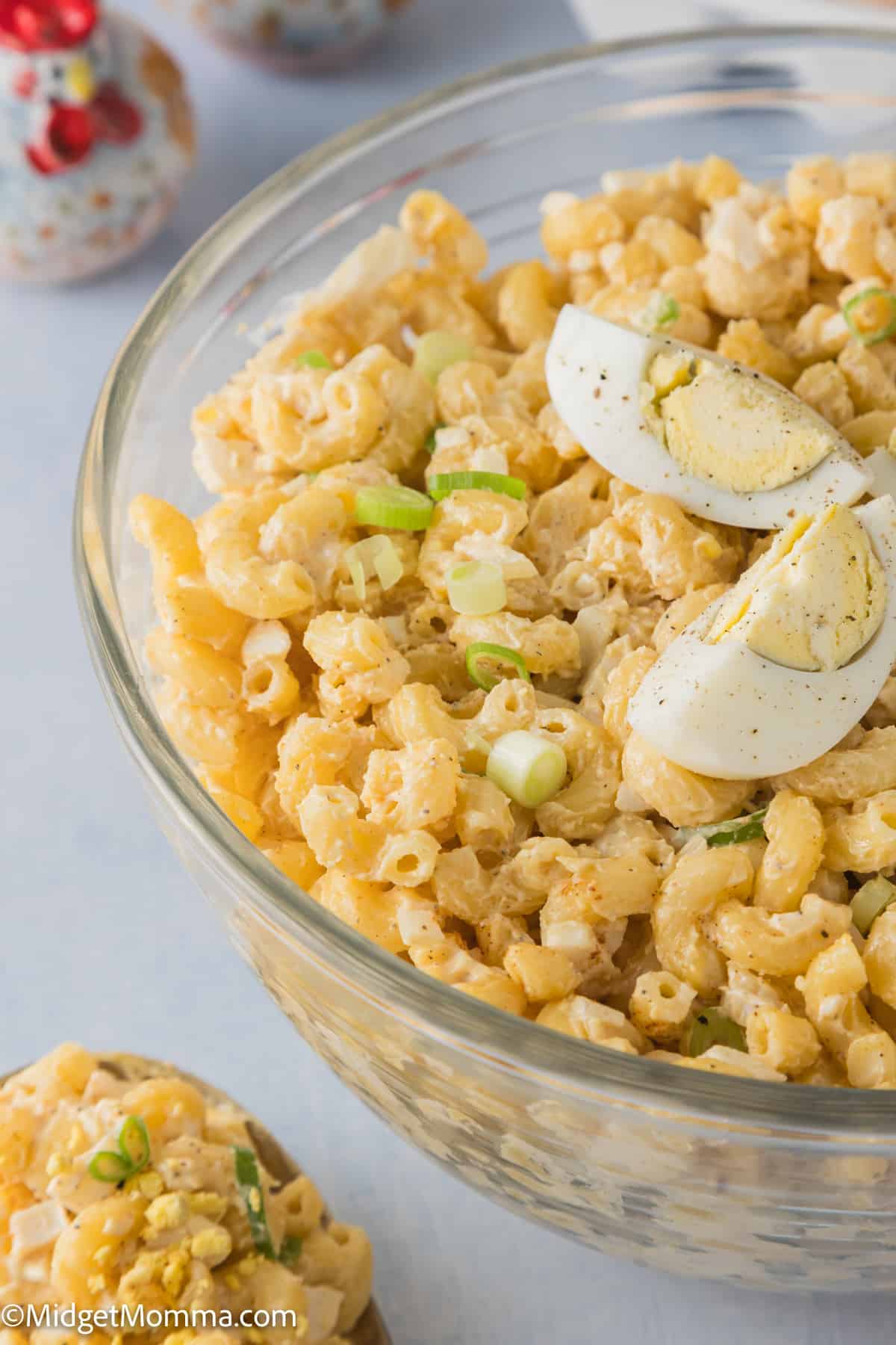 Large bowl of Deviled Egg Pasta Salad