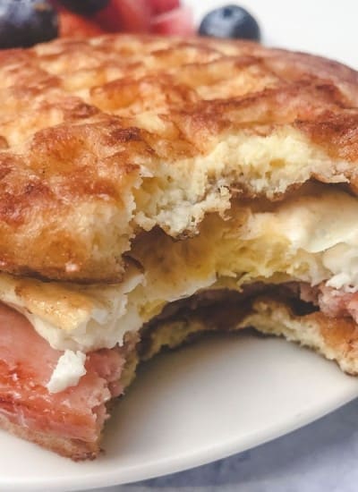 Keto Chaffle breakfast sandwich bread