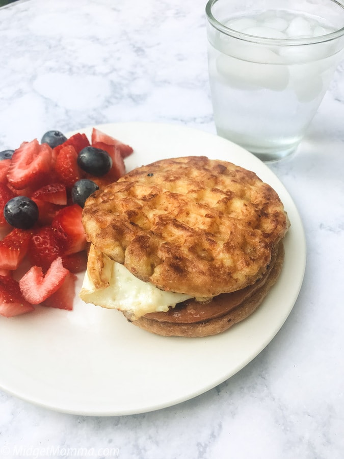 Keto Chaffle breakfast sandwich bread