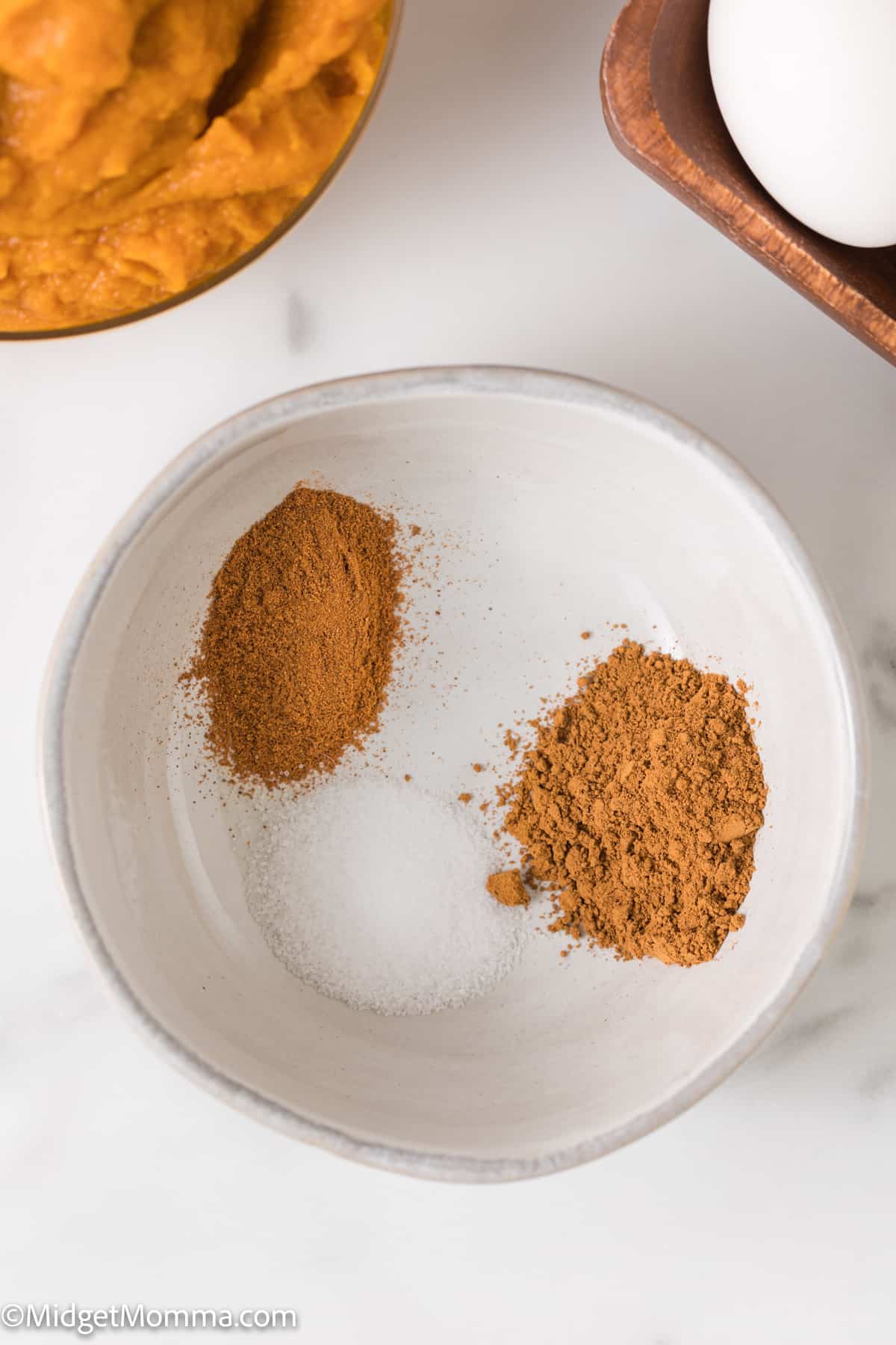 spices for homemade pumpkin pie in a bowl