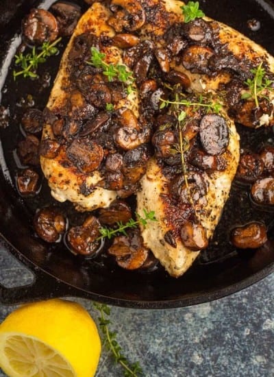Pan Seared chicken with mushrooms sauce