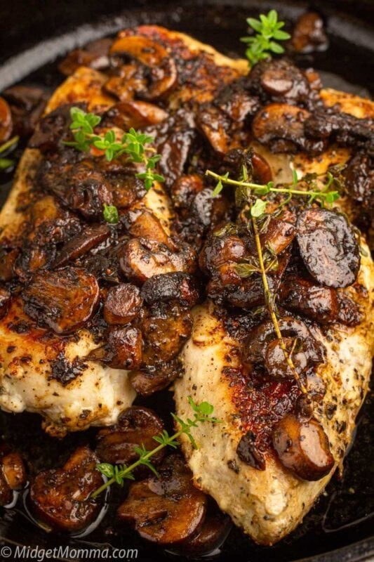 Pan seared chicken and mushrooms