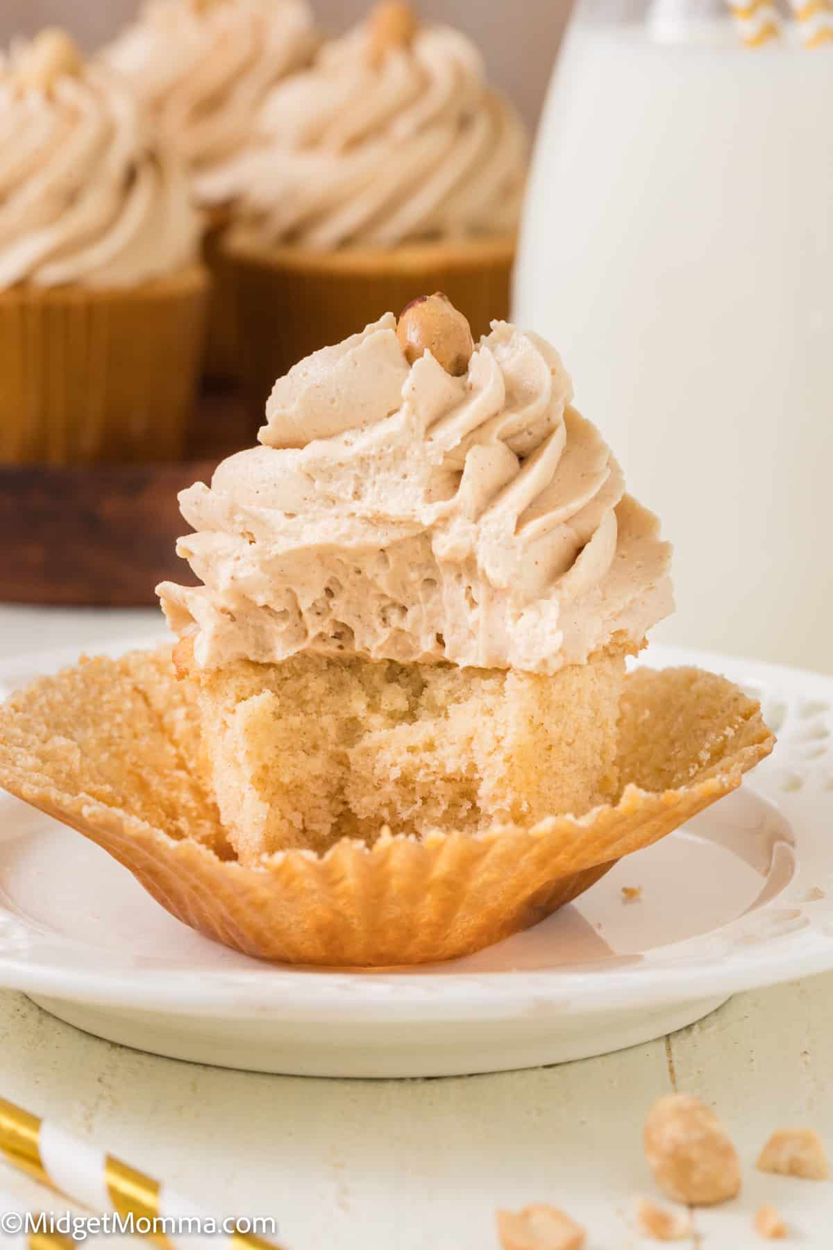 peanut butter cupcake topped with the best peanut butter buttercream frosting recipe