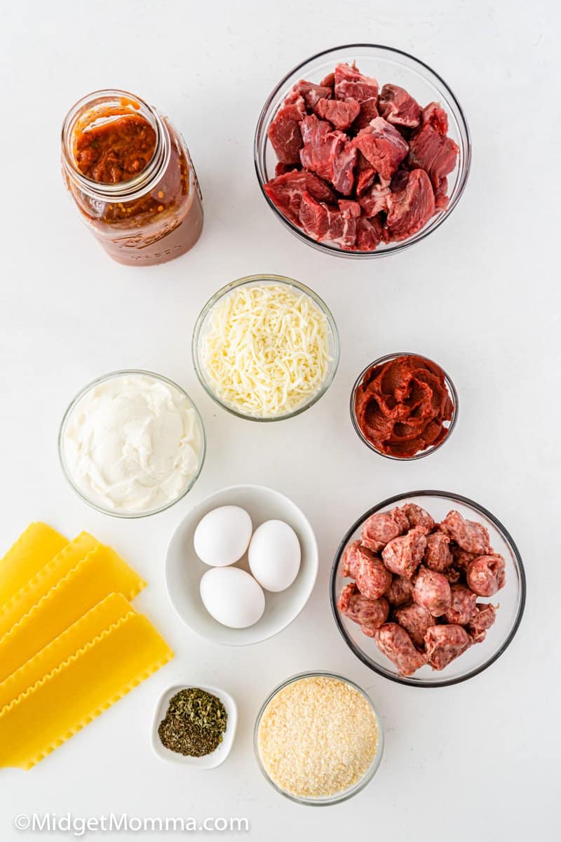 Homemade Lasagna ingredients