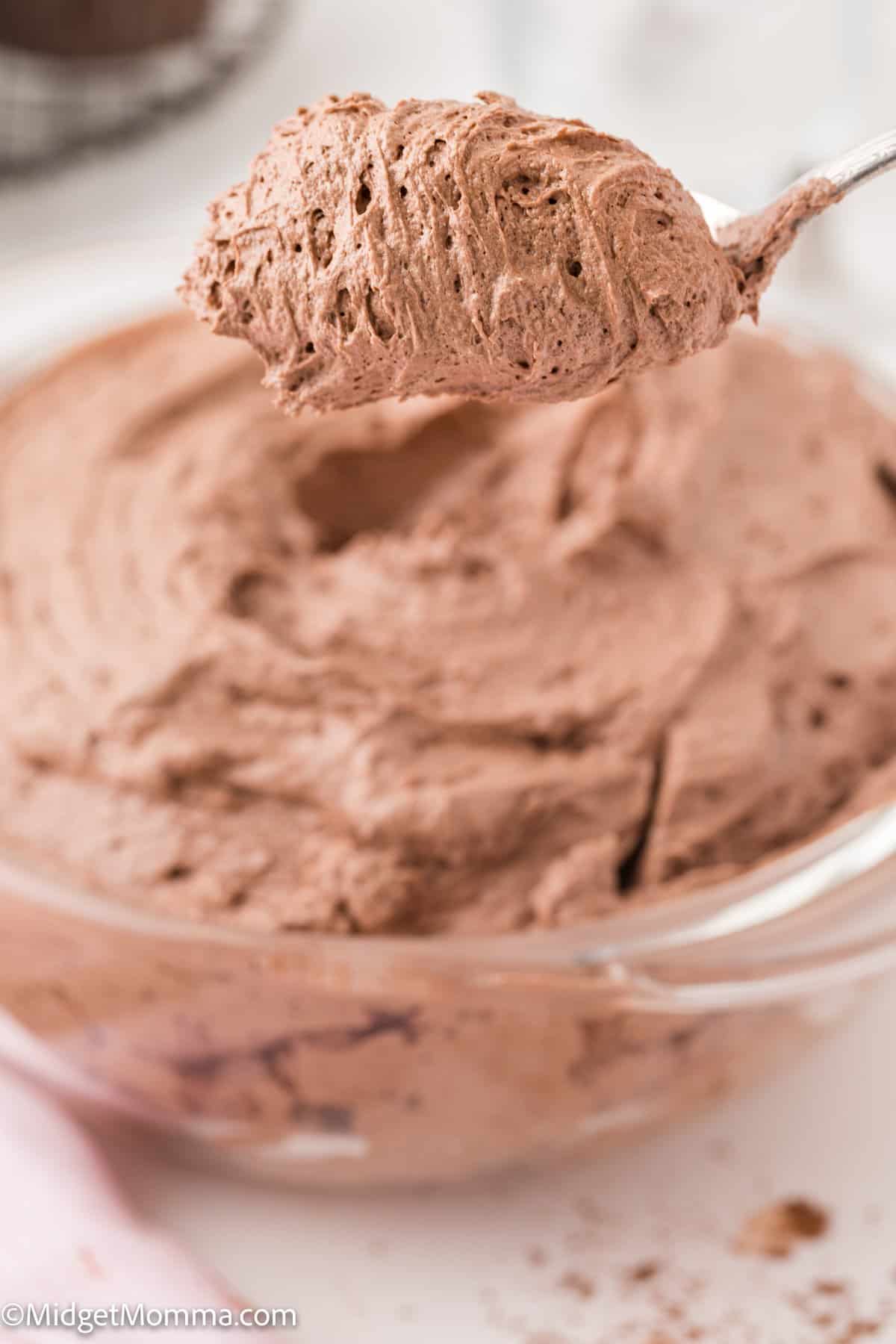 heaping spoonful or chocolate buttercream frosting fresh made out of the stand mixer.