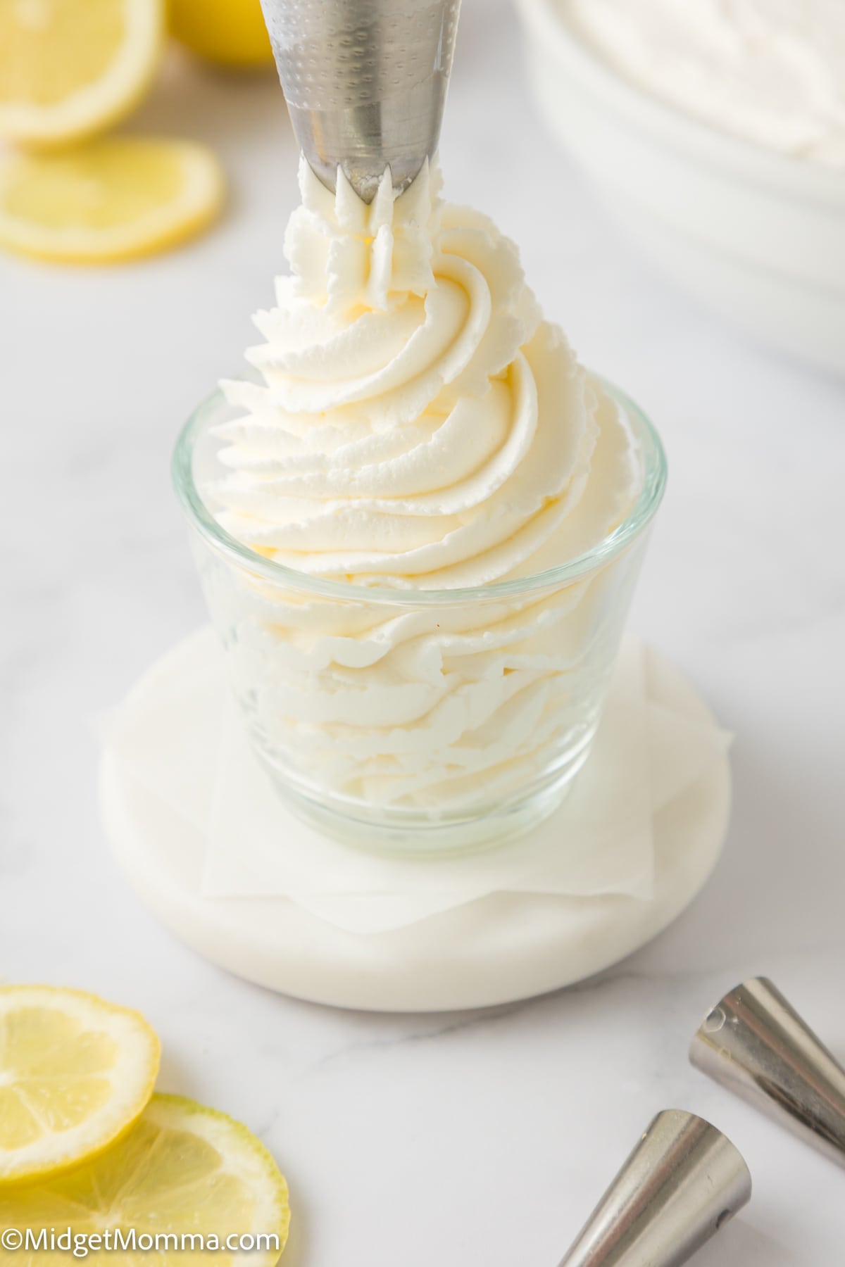 jar filled with lemon buttercream frosting