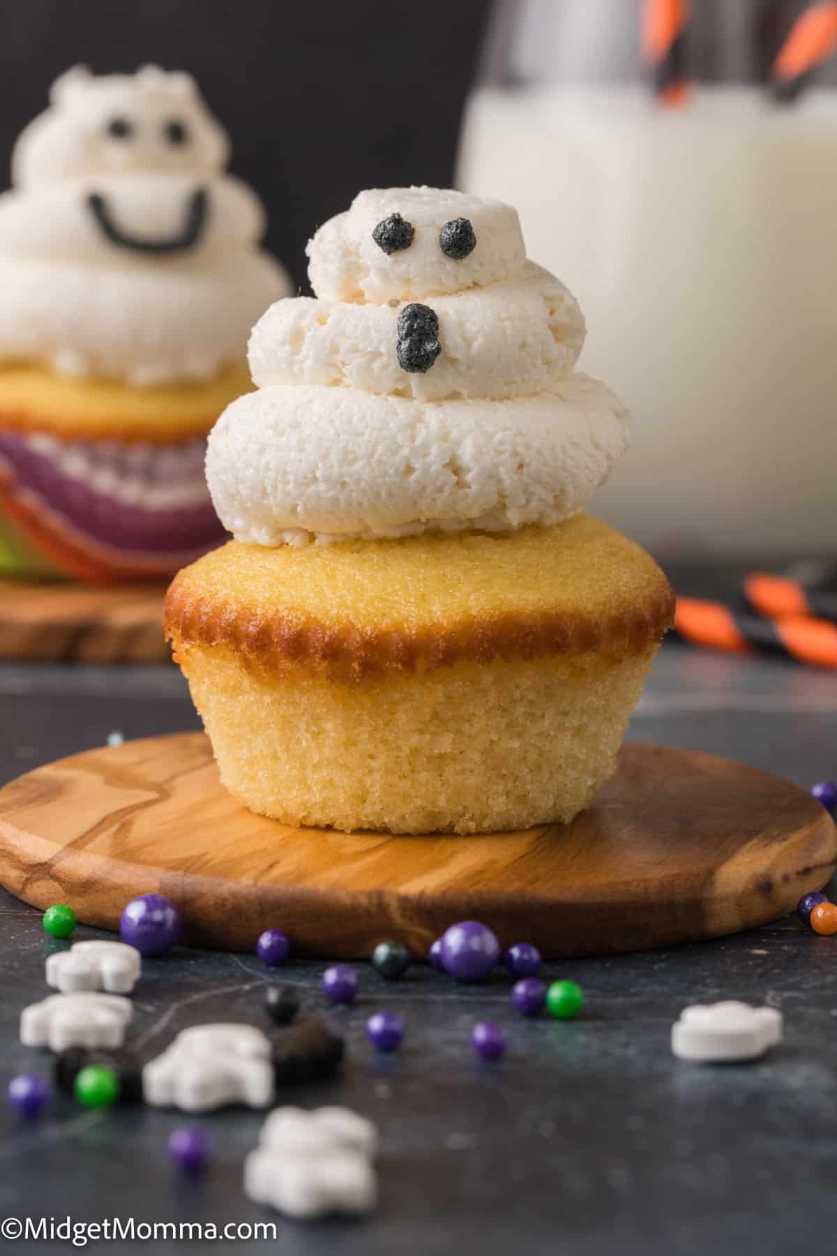 Halloween Ghost cupcake on a plate