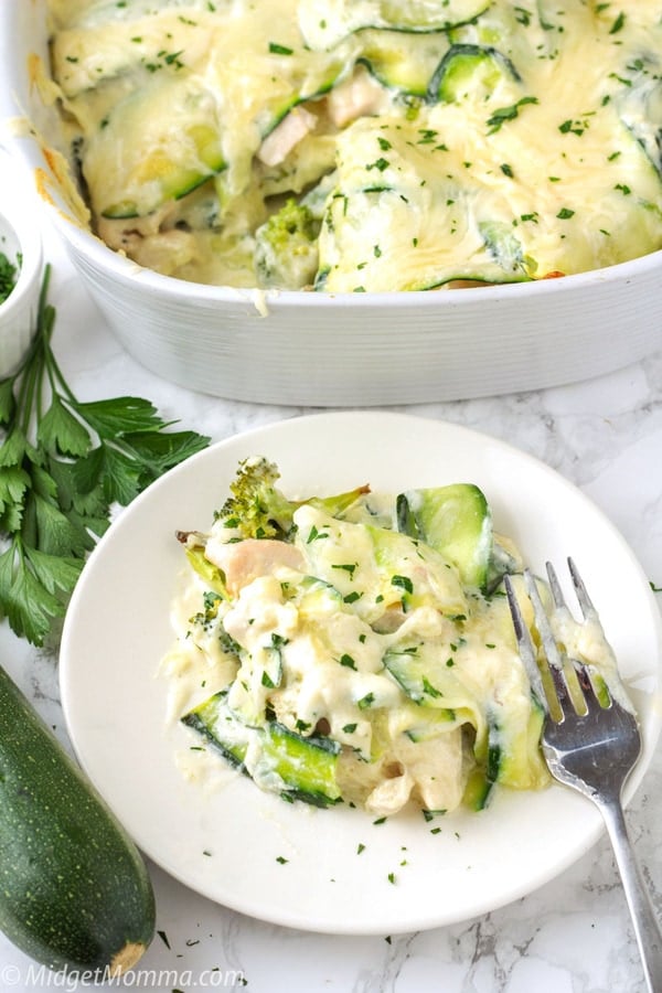 Chicken Alfredo Lasagna made with zucchini Noodles