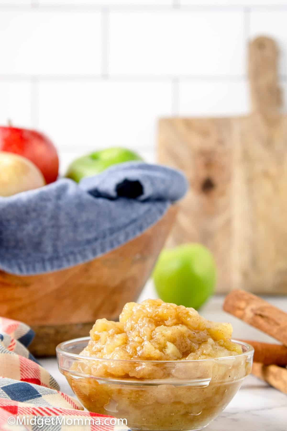 stovetop homemade applesauce recipe in a bowl