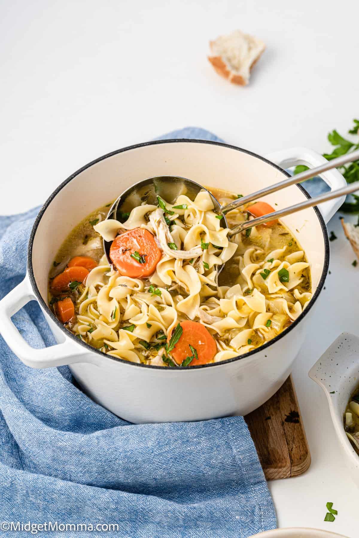 pot of homemade chicken noodle soup