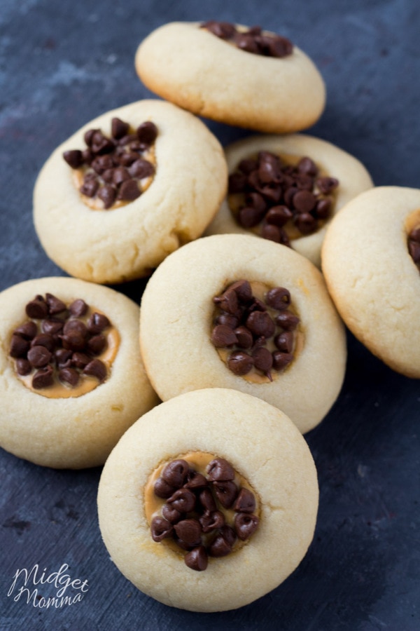Chocolate Peanut butter Thumbprint Cookies